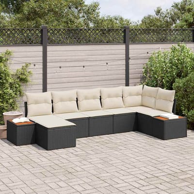vidaXL - Tuinbank - Set - 8 - st - 7-Aantal - zitplaatsen - Zwart - en - Crème
