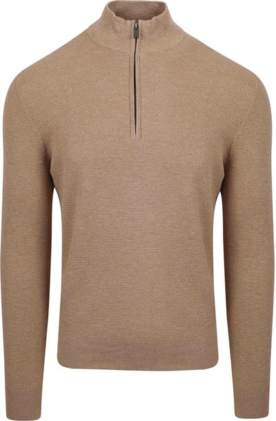 Suitable Half Zip Trui Structuur Beige - Maat 3XL - Heren - Quarter zip - Schipperstrui met rits - Volwassen mannen