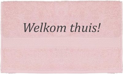 Handdoek - Welkom Thuis - 100x50cm - Roze