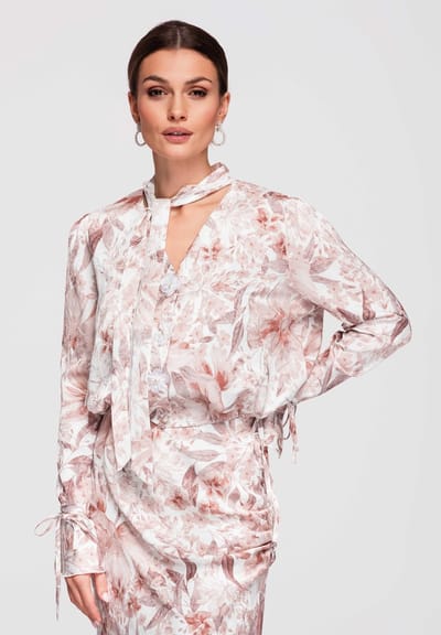OMBRE Overhemd - Loose Fit - Lange Mouw - Knopen Taupe M