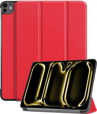 Hoes - Geschikt voor Apple iPad Pro (2024/2025) - 11 inch - Dun & Stevig - Trifold Bookcase - Hard Cover - Hardcover Book Case - Tablet Hoesje - Rood