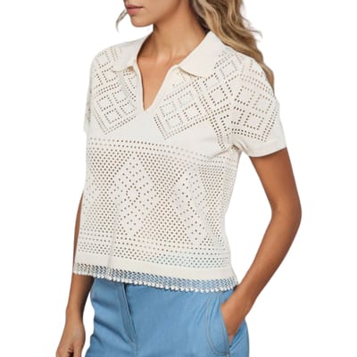 Goa Goa Vrouwen Polo Shirt Melina haak Beige Elegant 15203070/443