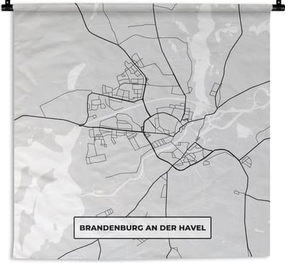 Wandkleed - Wanddoek - Stadskaart - Plattegrond - Kaart - Brandenburg An Der Havel - Duitsland - 180x180 cm - Wandtapijt