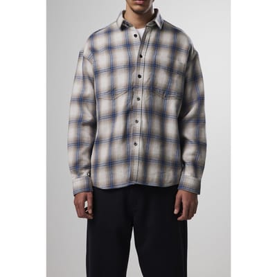 NN.07 Deon Western 5298 Shirts Grey Check Maat: S | Casual Overhemden Outlet | Heren | Blauw
