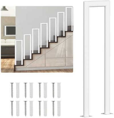 95 cm U-vormige trapleuning wit ijzer elliptische buis leuning voor trappen voor universeel gebruik binnen en buiten, gangen