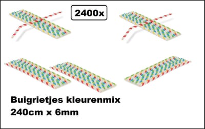 2400x Papieren buigrietjes kleuren mix 24cm x 6mm - 100% biologisch afbreekbaar - gebogen rietje - Festival milkshake rietje drinken