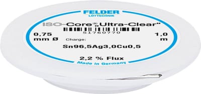 Felder ISO-Core Ultra Clear SAC305 Soldeertin Spoel Sn96,5Ag3Cu0,5 0.75 mm