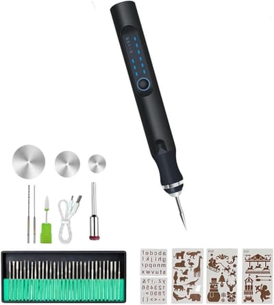 Elektrische Graveerset - Graveerpen Tool - Materiaal Personaliseren - Draadloos Oplaadbaar - 3 Snelheden - Zwart