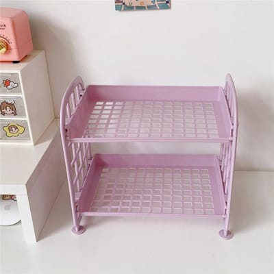 Support de rangement pour papeterie de bureau, étagère multifonctionnelle en plastique, organisateur de maquillage, bureau, dortoir, étagère violet clair