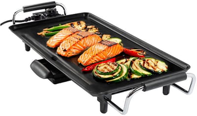 Kochmann - Teppanyaki Bakplaat - Tepanyaki bakplaat - Tepanyaki - Bakplaat - Grillplaat - Tafelgrill - 6 personen - 45.5x25cm - Grill apparaat - Grill - Bakplaat electrisch - 2000W - Contact grill -