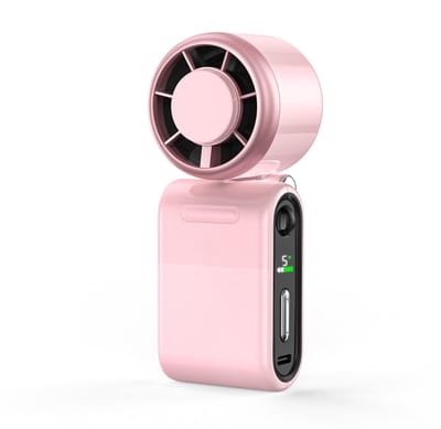Opvouwbare Oplaadbare Handventilator - Krachtig en Fluisterstil met 5 Snelheden - Lange Accuduur en Hoge Luchtsnelheid - Voor Buiten en op Reis - 1 Stuk (Roze , 4.2x11 cm)