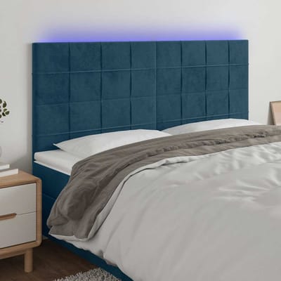 vidaXL - Hoofdbord - LED - 200x5x118/128 - cm - fluweel - donkerblauw