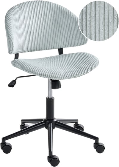 KIANA - Bureaustoel - Lichtblauw - Corduroy