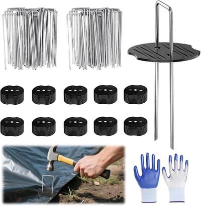 Grondhaken Tuin - Haringen Set - Buiten Bevestigen - Roestvrij Staal - 100 Stuks - Zilverkleurig