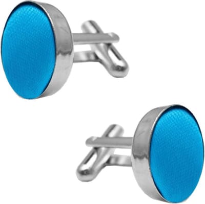 Fako Bijoux - Manchetknopen - Staal & Zijde - Ø 16mm - Blauw