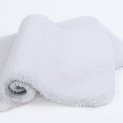 Goodivery ® Non-Slip Bath Mat, Pack of 2, Thickened Bathroom Rug, Soft Bath Mat, Fluffy Microfibre Bath Mat, Super Absorbent, Machine Washable, Quick Drying, 50 x 80 cm (White)