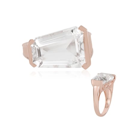 Cavill - Zilveren Ring met Witte Kwarts 8,1 ct - 925 Sterling Zilver Roségoud Verguld - Fancy Cut Braziliaanse Kwarts - Moderne Elegante Damesring