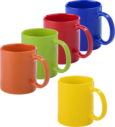 Bellatio Design Koffie mokken/drinkbekers Auxerre - 5x - keramiek - multi kleuren mix - 370 ml