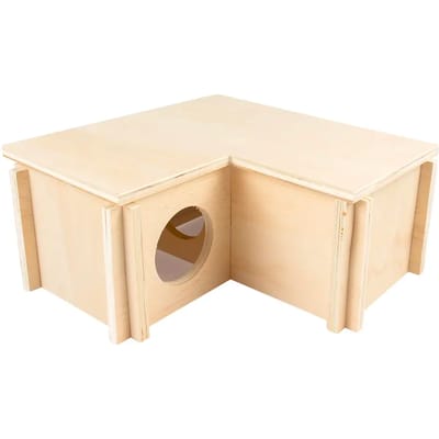 Duvoplus - Hok - Knaagdier - Knaagdieren Houten L-bungalow 24x24x11cm Houtkleurig - 1st
