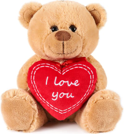 BRUBAKER Teddybeer Pluche Beer met Hart Rood - I Love You - 25 cm - Teddybeer Pluche Teddy Knuffelbeest - Bruin Lichtbruin - Cadeau - Moederdag Cadeautje