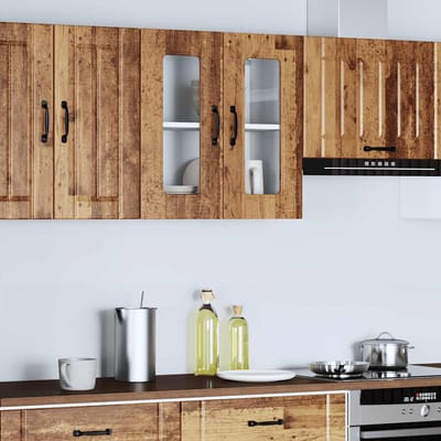 vidaXL - Keukenbovenkast - met - glazen - deur - Kalmar - bewerkt - hout - oud - houtkleurig