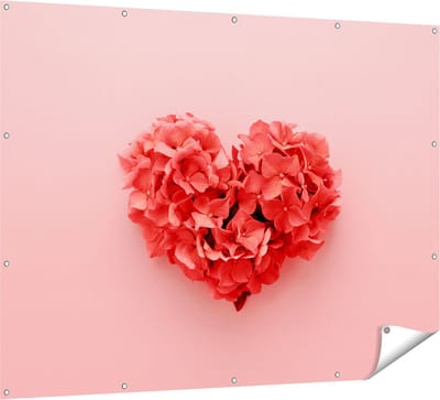 Gards Tuinposter Hartje Gemaakt van Bloemen - 160x120 cm - Tuindoek - Tuindecoratie - Wanddecoratie buiten - Tuinschilderij