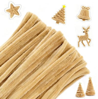 200 Lichtbruine Pijpenragers van Chenille, 6 mm x 30 cm, Perfect voor Creatieve Knutselprojecten en Decoraties