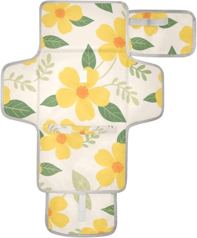 Aankleedtafel mat - Verschoonstation baby - Baby verzorgen - Met tissue pocket - 62 x 30 cm - Gele bloesems