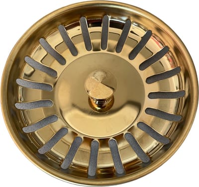 RVS Gootsteen Afvoer Plug Keuken - Geen Verstopping – Spoelbak zeef - Afvoerstopper - Korfplug – Gootsteen zeef - 83mm Goud