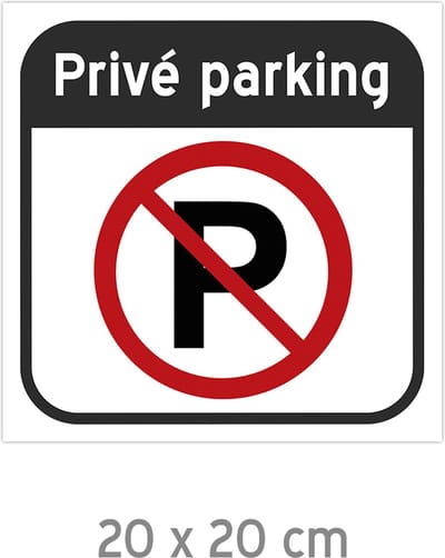 Pictogram/ bord | "Privé parking" | 20 x 20 cm | Kunststof | Privaat parkeerplaats | Niet parkeren | Parkeerverbod | Poort vrijhouden | Hier niet parkeren | 1 stuk