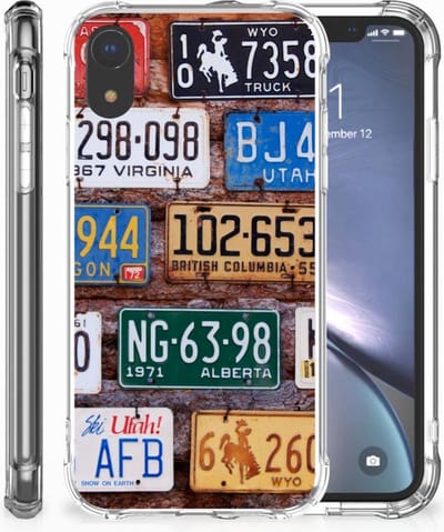 Apple iPhone Xr Anti-shock Hoesje met foto Kentekenplaten