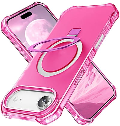 Coverup Hoesje - Geschikt voor iPhone Air Hoesje - Coverup ShockProof TPU Back Cover met MagSafe Compatible Ring Kickstand - Pink