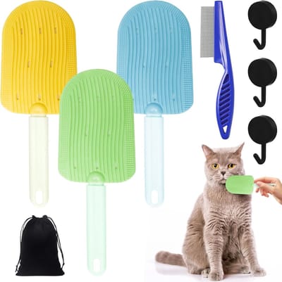 Honden- en kattenborstelset, 3-delige kam voor kort- en langharige katten, ideaal voor massage en vachtverzorging