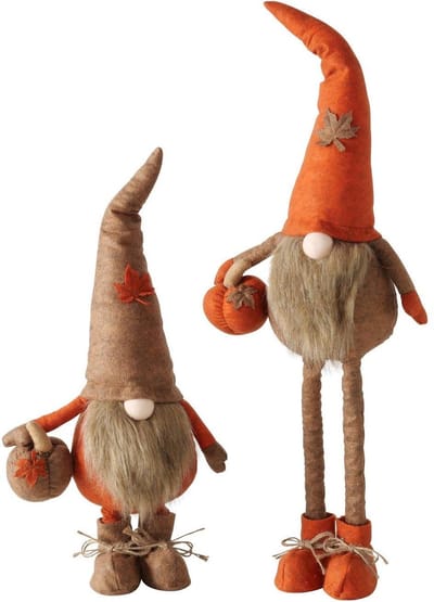 Boltze Home kabouter figuur decoratie 73,5cm oranje karton.