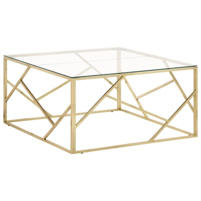 vidaXL - Salontafel - roestvrijstaal - en - gehard - glas - goudkleurig