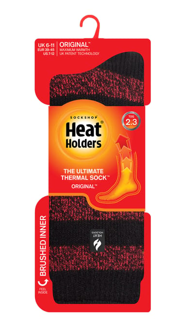 Heat Holders Heren extra dikke warme thermo sokken - Zwart / Rood (Palermo)