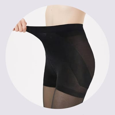 Dames panty set van 2 stuks, transparante taille controlerende panty's met hoge taille en verstevigde tenen, maat 40D