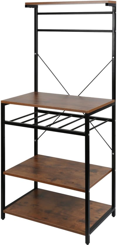PIPIPOXER-keukenrek-staande keukenkast- Met 8 haken-industrieel-59 x 40 x 143 cm,Bruin