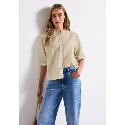 Linnen blouse met ruches