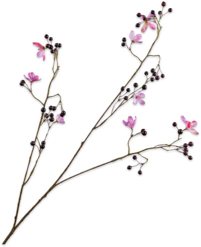 Silk-ka Kunstbloem-Kunsttak Bessentak Paars-Roze 92 cm