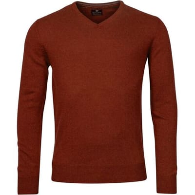 Baileys Trui V-Neck Lambswool Uni Color Single Knit Deep Red / male