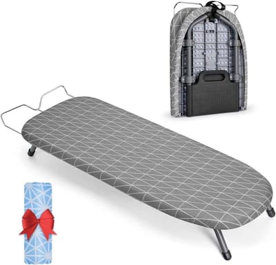 Vouwbare Strijktafel met Steun voor Stoomstrijkijzer, Compact en Lichtgewicht, Ruimtebesparend voor Appartementen en Caravans, 82 x 32 cm, Inclusief 2 Hoezen