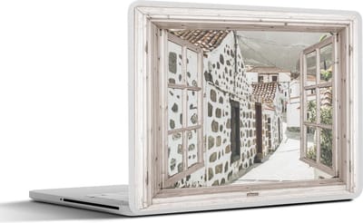 Laptop sticker - 15.6 inch - Doorkijk - Griekenland - Zomer - 36x27,5cm - Laptopstickers - Laptop skin - Cover