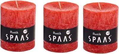 3x Rode rustieke cilinderkaarsen/stompkaarsen 7 x 8 cm 30 branduren - Geurloze kaarsen - Woondecoraties