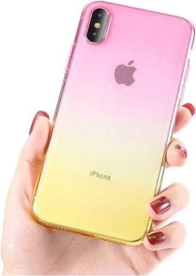 Apple Iphone Xr Back Cover Telefoonhoesje | Roze En Geel | Tpu Hoesje