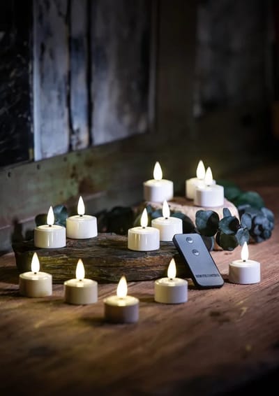 Flower theelichtjes led 12 stuks met laadstation en afstandbediening