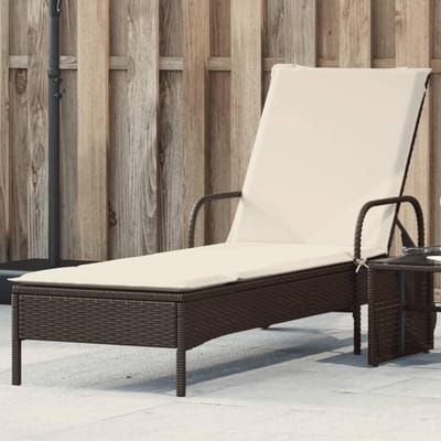 Ligstoel met wielen - Loungestoel buiten - Ontspannen in de tuin - Verstelbare rugleuning - 104 cm lengte - Bruin