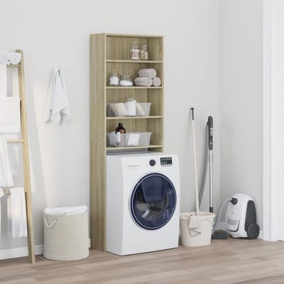 Wasmachine ombouw - Kast - Opbouwmeubel - Verhoger - Wasmachine meubel - Opbergkast - Hout - Sonoma Eiken