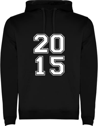 Zwarte Hoodie Varsity College Cijfers 2015 - Cijfers Wit - Opvallend Stoer - Mooi Maat M