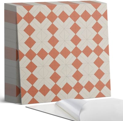 Coloray Plaktegels - Ruitpatroon in een raster Zelfklevende Tegels - 20 cm x 20 cm - Oranje Plaktegels - 20 stuks - Vierkant PVC Tegels - Plaktegels Badkamer - Plaktegels Vloer - Vinyltegels Vloer Zelfklevend - Wandtegel Zelfklevend